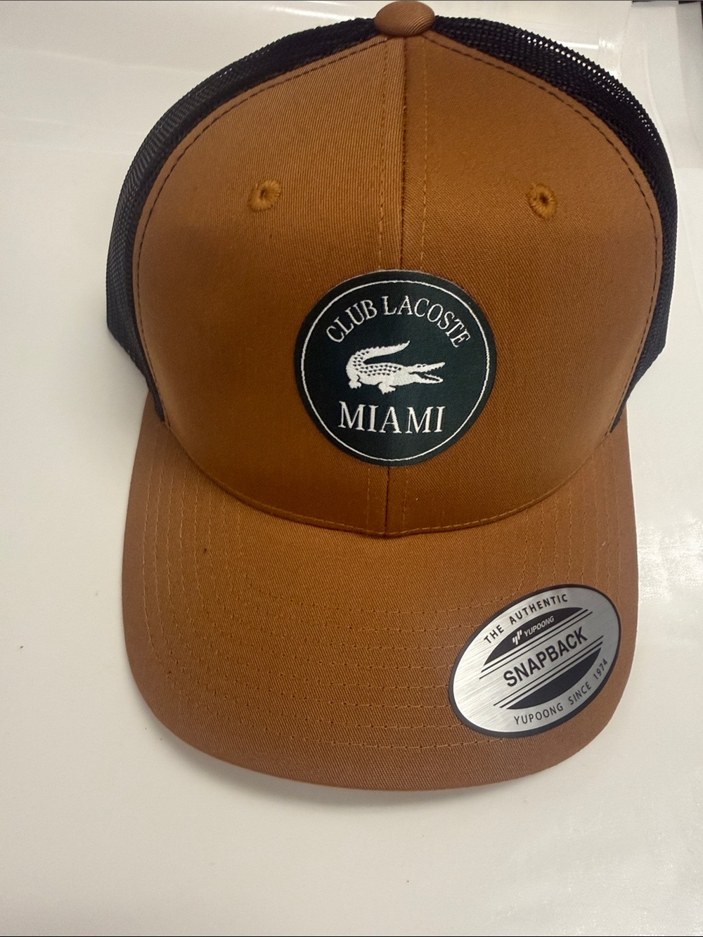 Lacoste Brown & Black Club Miami Patch Snapback Hat